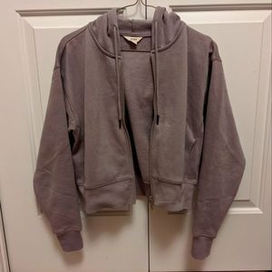 Tan Grey Soft Cropped Hoodie